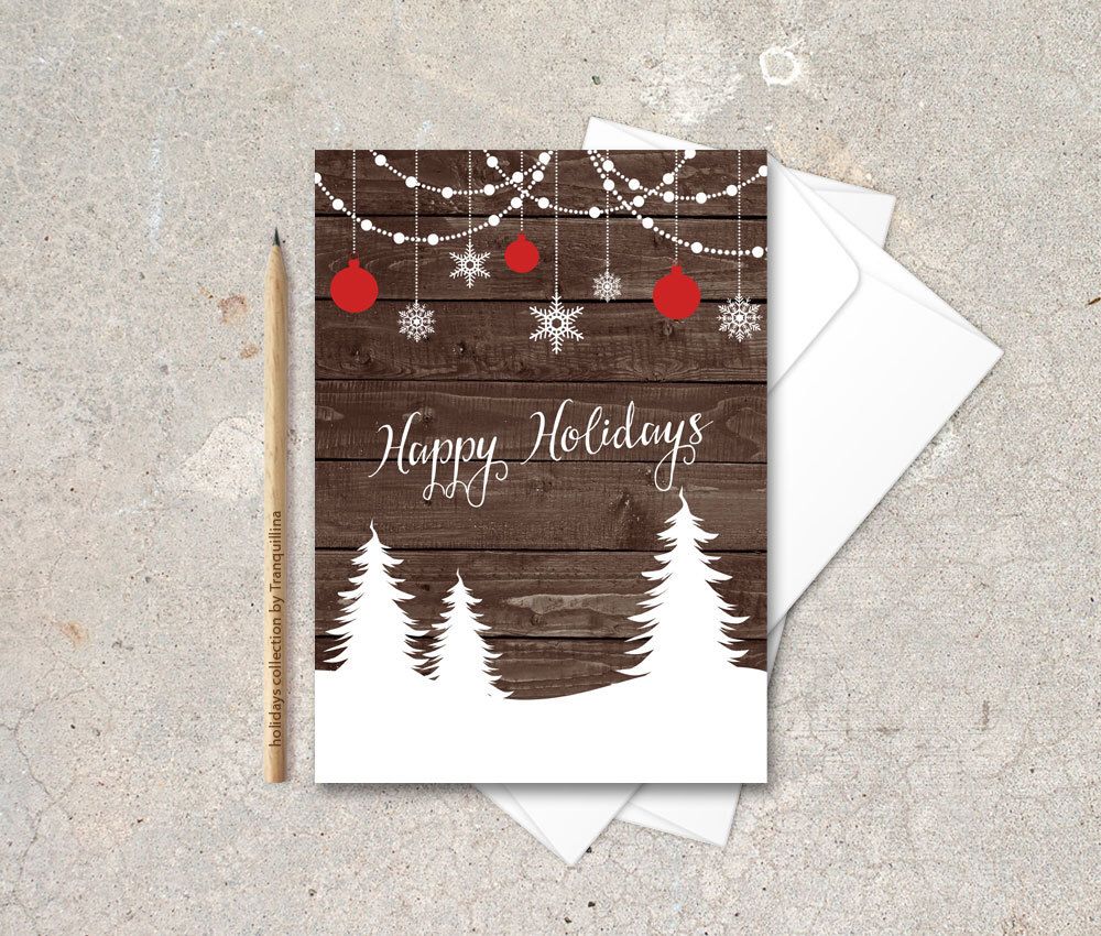 Printable Holiday Card Happy New Year Card Rustic Holiday Card Happy Printable Holiday Card Happy New Year Card Rustic Holiday Card Happy