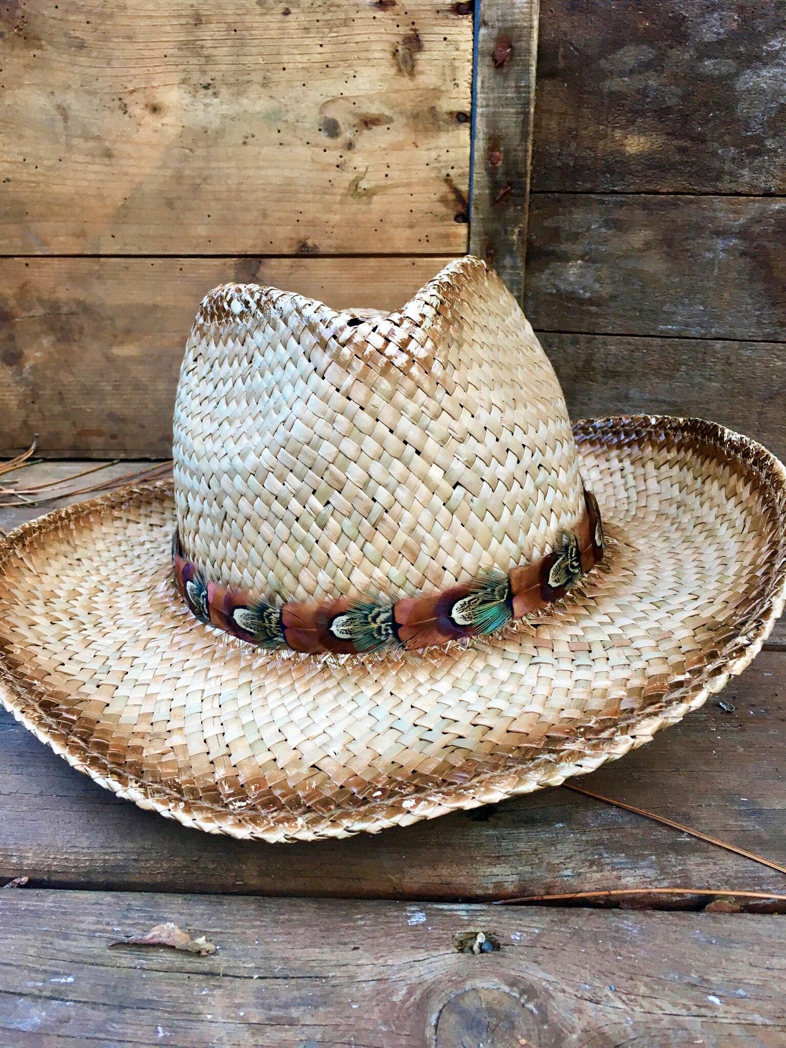 Straw Hat W Stripe Pattern Hat Band Hat Band Straw Hat Stripes Pattern