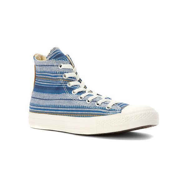 Converse Chuck Taylor Crafted Textile High Top Sneaker Women's Blue Striped Converse Chuck Taylor Crafted Textile High Top Sneaker Women's Blue Striped
