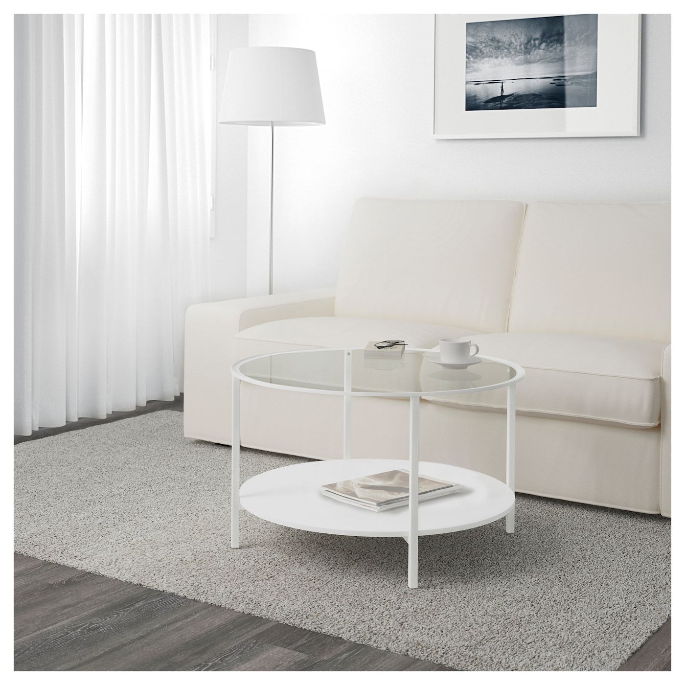 VITTSJÖ Bord hvit, glass 75 cm | Coffee table, Coffee nonopvittsjoe bord hvit glass