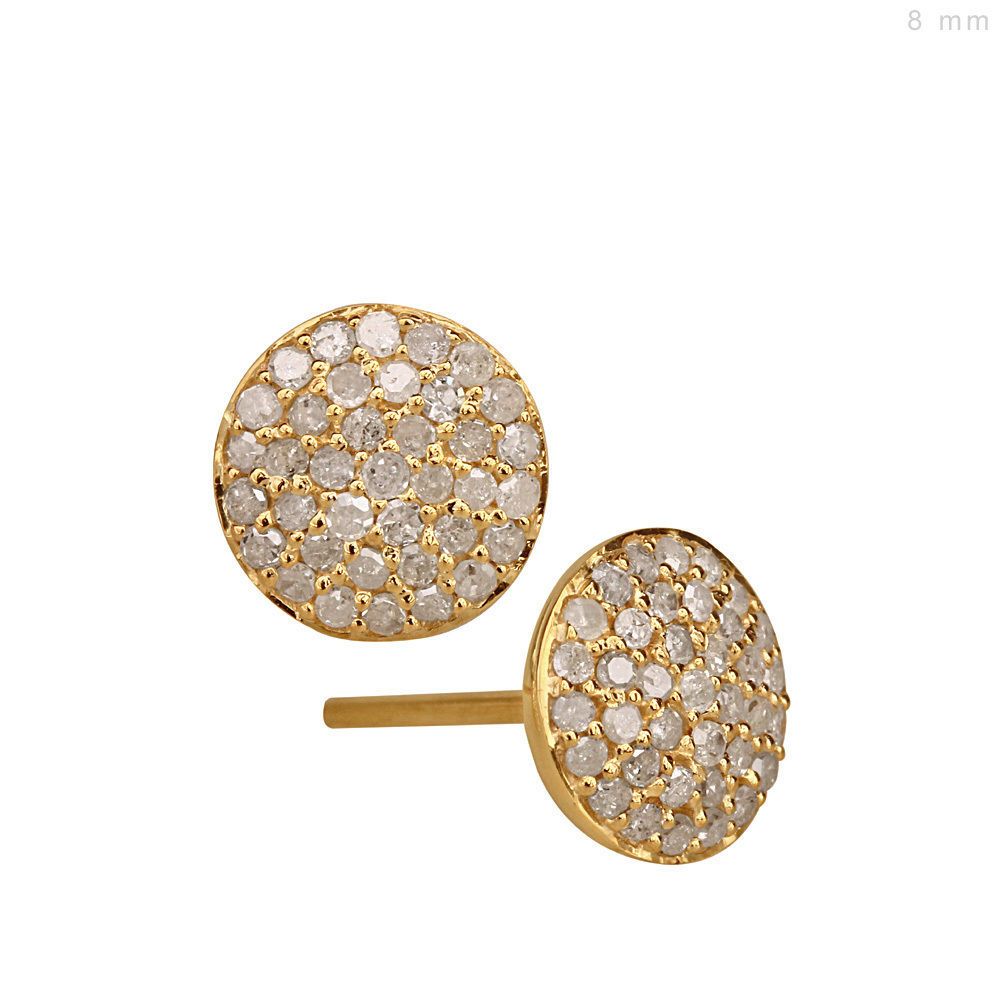 Solid 14k Yellow Gold Pave Diamond Stud Earrings Designer Jewelry Solid 14k Yellow Gold Pave Diamond Stud Earrings Designer Jewelry Christmas Gift Handmade