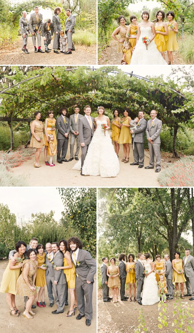 Love The Mismatched Bridesmaid Dresses And The Mismatched Suits