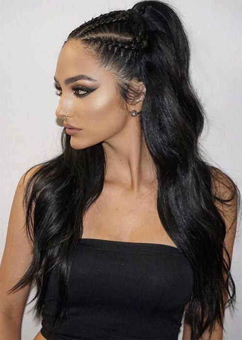 Image result for half up half down with side bangs and