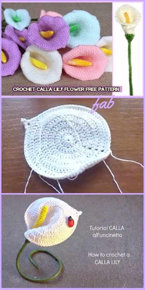 Crochet Calla Lily Flower Free Pattern Tutorial Video #crochetflowerpatterns