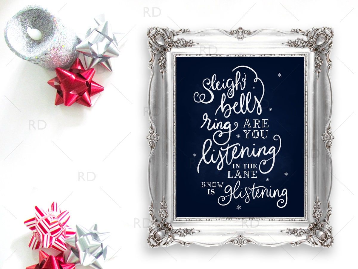 Sleigh Bell Ring Are You Listening 5x7 Print Christmas Decor 5x7 Christmas Print Christmas Wall Decor Merry Christmas Art