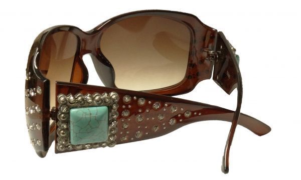 Montana West Ladies Sunglasses Rhinestones Flower Conchos Turquoise Stones UV400