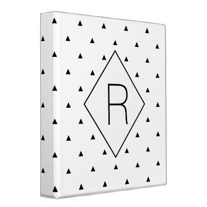 Elegant black white geometric pattern triangles 3 ring binder