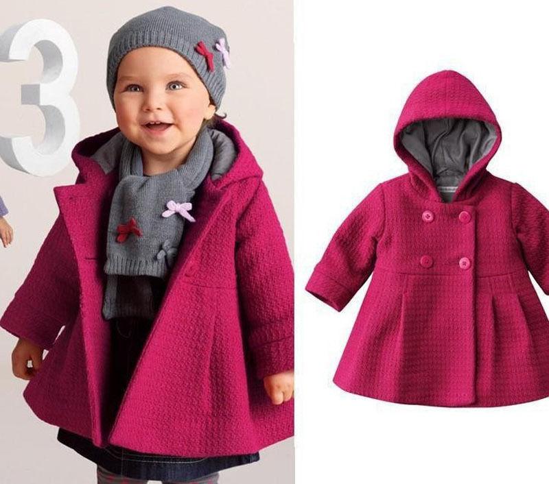 Baby Girls Fall Winter Trench Coat Warm Hooded Jacket Kids Outerwear Clothes