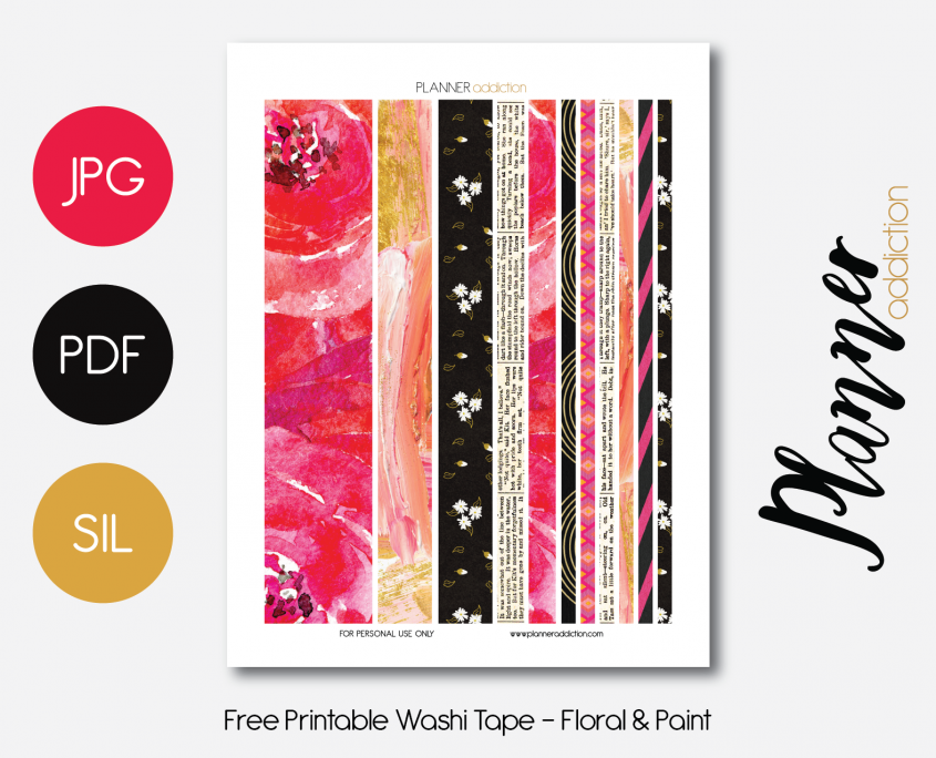 No cost Printable Washi Tape - Floral Paint Cost-free Planner image relating to Free Printable Washi Tape titled No cost Printable Washi Tape - Floral Paint No cost Planner