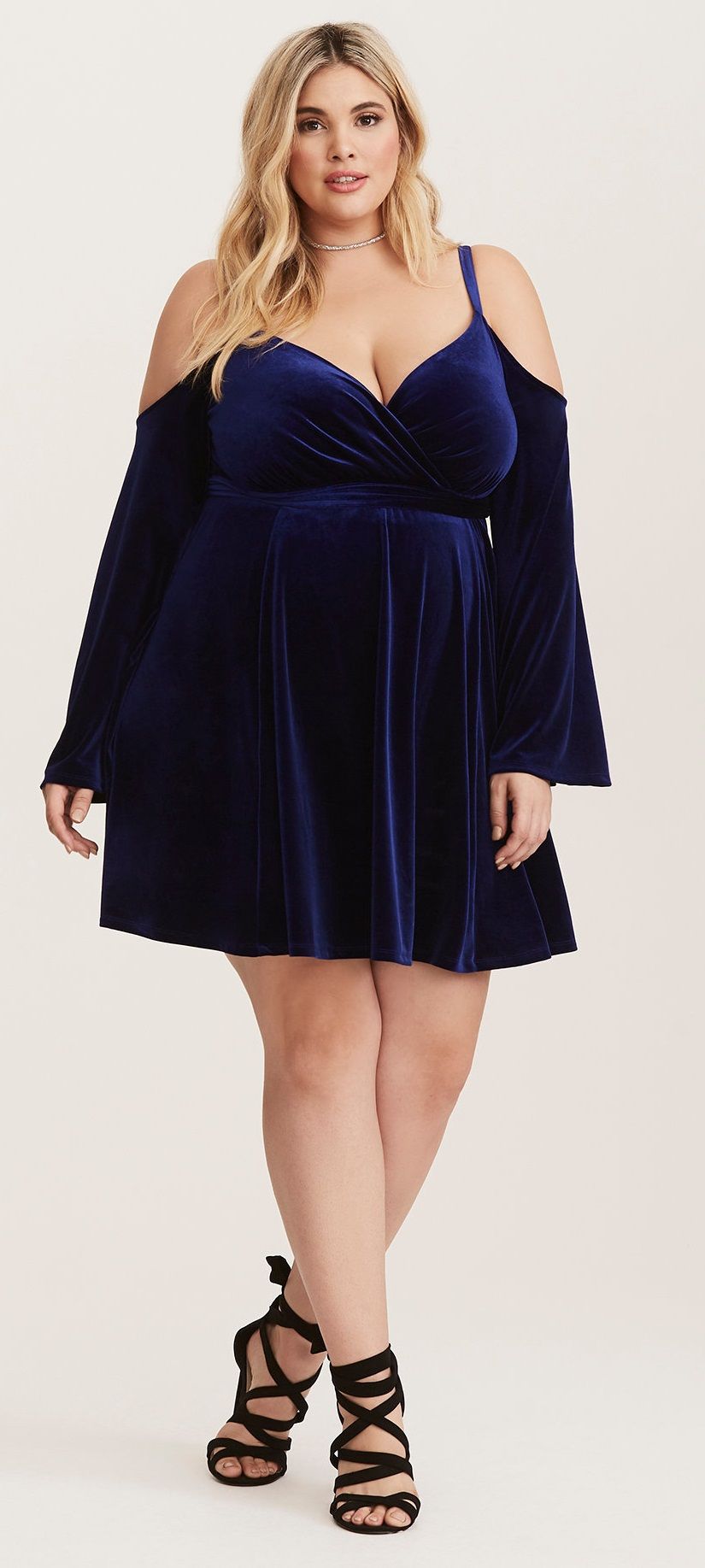 Plus Size Velvet Cold Shoulder Dress Plus Size Party