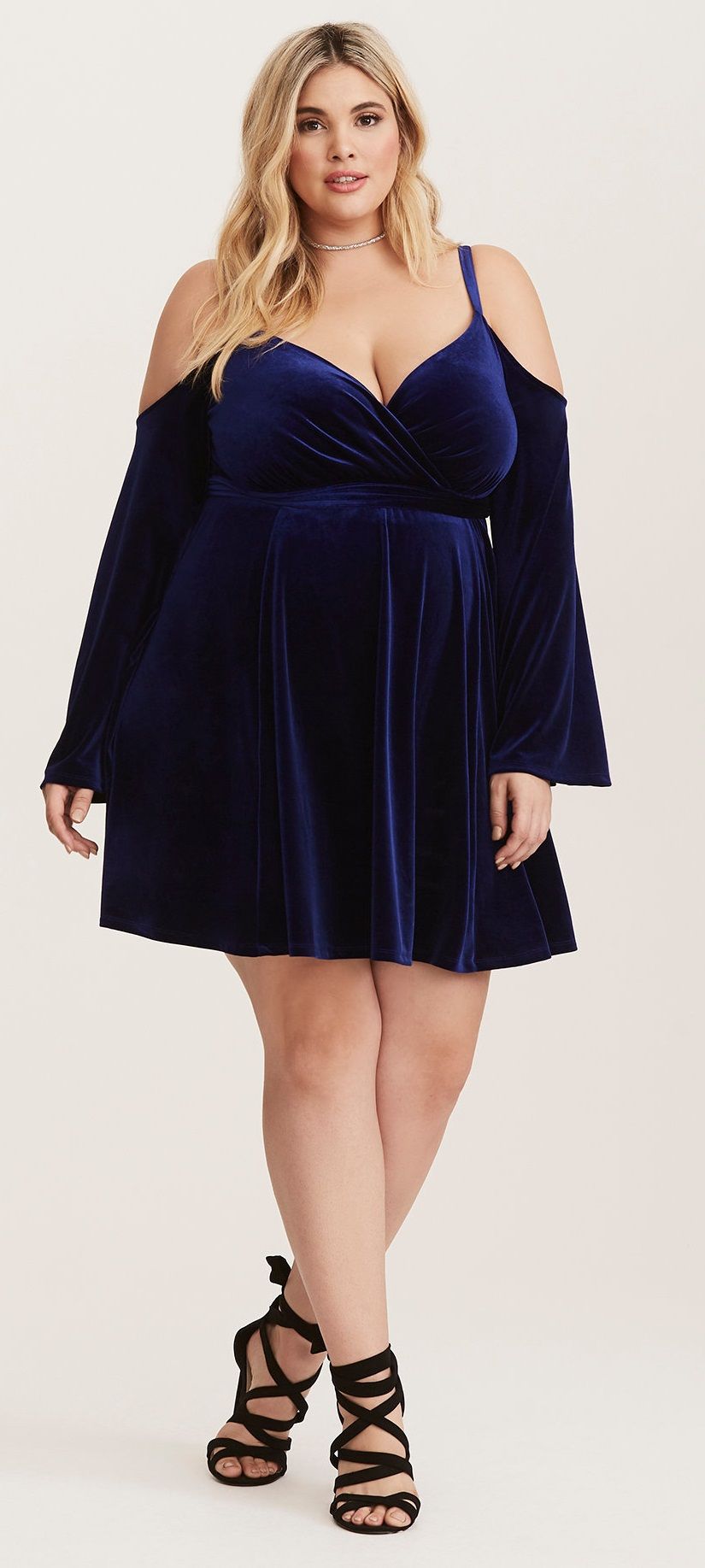 Plus Size Velvet Cold Shoulder Dress - Plus Size Party Dress - Plus ...