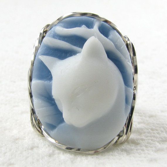 .925 Sterling Silver Butterfly Cameo Large Ring grey Jewelry