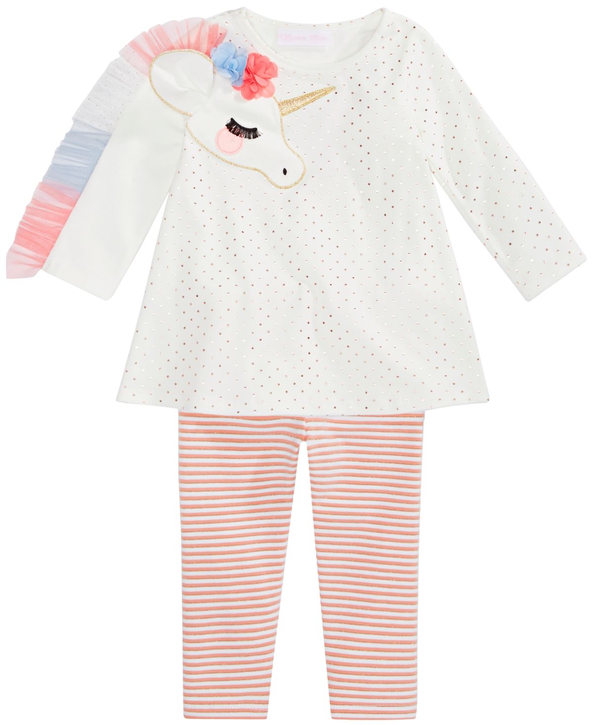 Baby Girls Unicorn Tunic & Striped Leggings Set #stripedleggings
