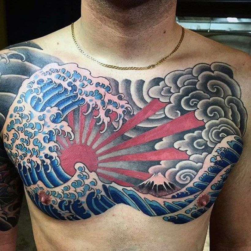 Amazing Neo Japanese Chest And Arm Sleeves By Tattoo Artist Shiryutattoo From Seoul Korea Check O Full Chest Tattoos Traditional Tattoo Man Body Suit Tattoo