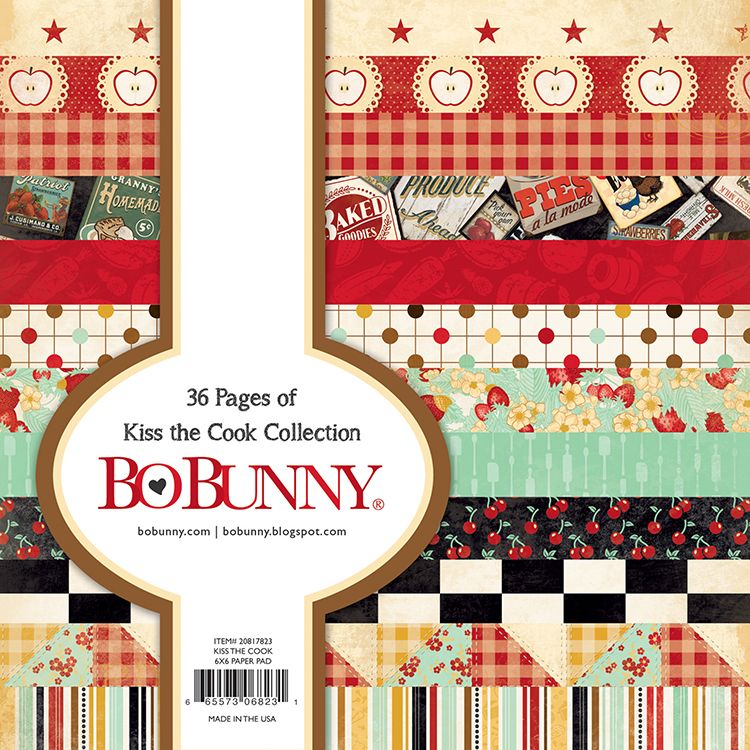 A la mode x 2 sheets BoBunny 12x12 Scrapbooking paper Kiss the Cook Collection