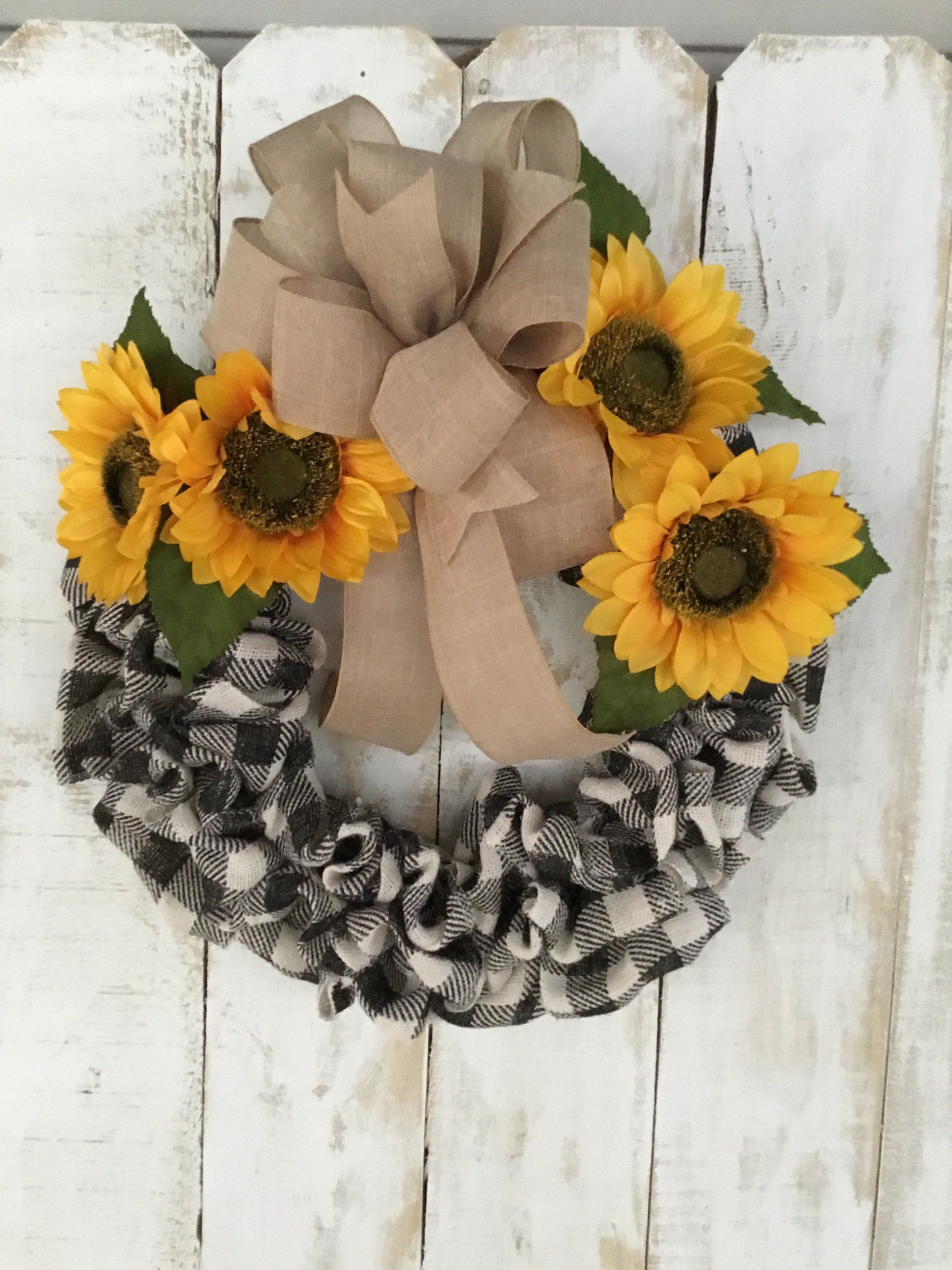 Sale! White Sunflower /& Hydrangea Accented with Brown and Green Wreath