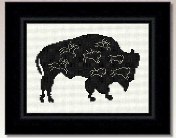 Bull Embroidery Buffalo Cross Stitch Kit Modern Animal Embroidery Design Wall Decor Buffalo Hand Embroidery Kit Cross Stitch