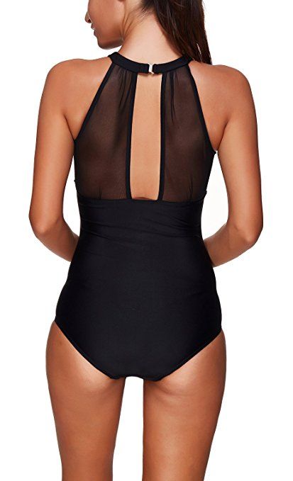 Socluer Femme Maillot de Bain El/égant Amincissant Monokini Push Up 1 Pi/èce Shorty Chic Noir