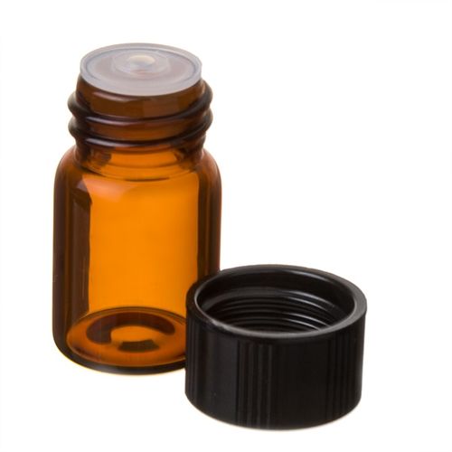 5//8 Dram with Orafice Reducers 1 Dozen Amber Glass Vials