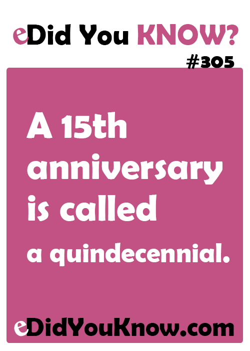 Pin By Did You Know On Facts Fun A 15th Anniversary Is Called Quindecennial Http Edidyouknow