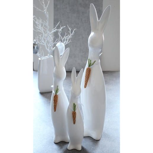 Schneehase Figur für Haus und Garten Dekoration Hase weiss Ostern