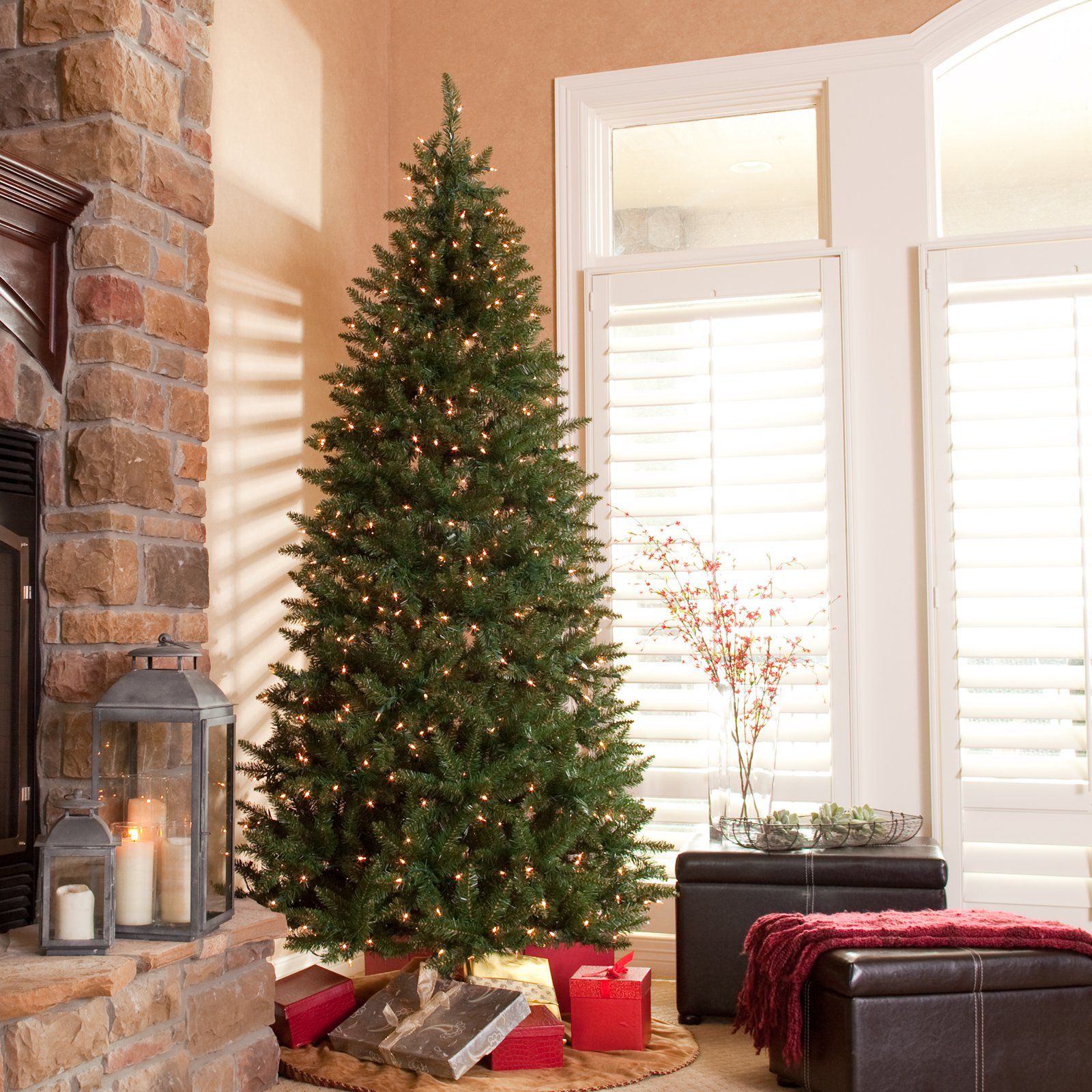 classic pine slim prelit christmas tree from hayneedle com xmas skinny christmas tree with lights