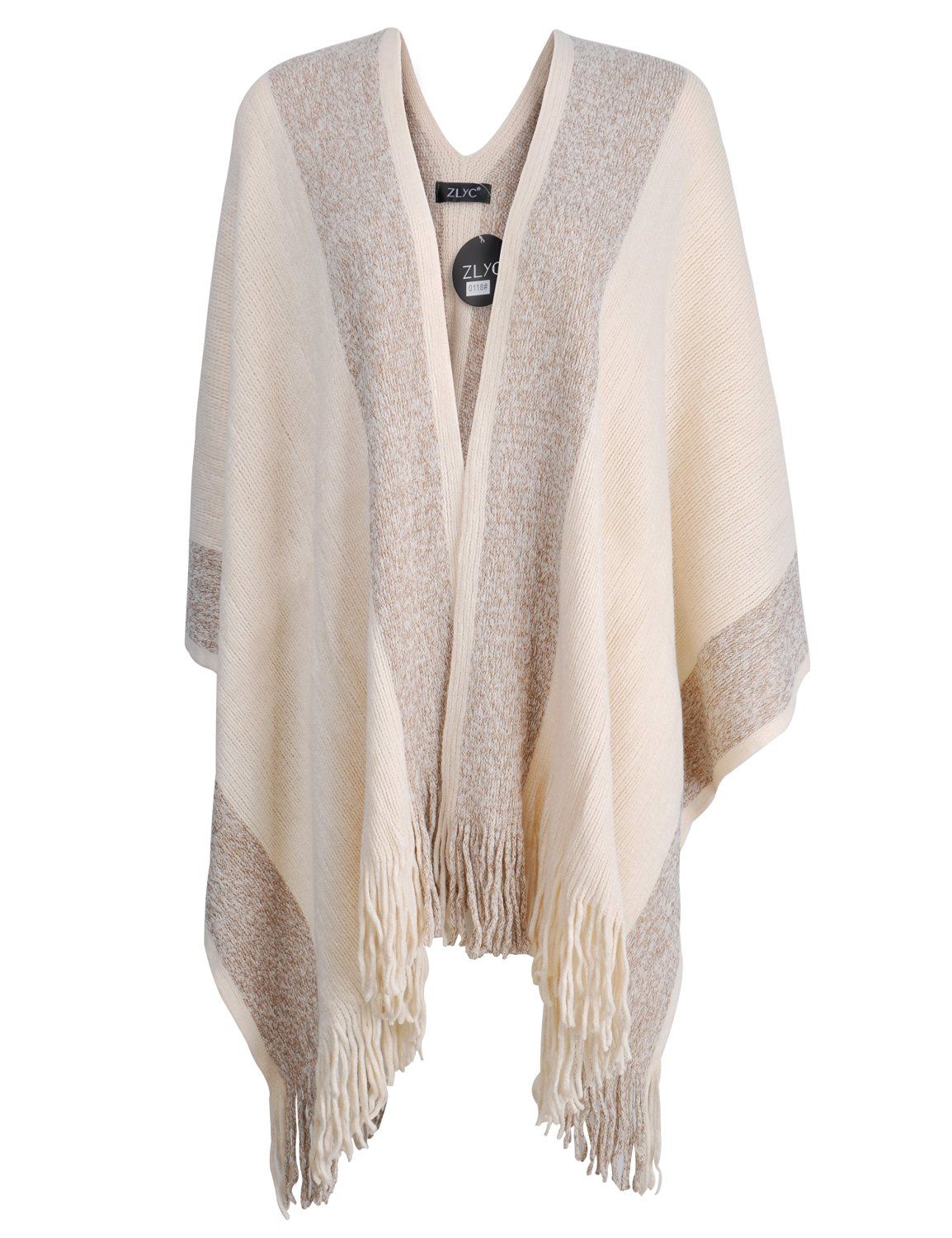 ZLYC Womens Sweater Shawl Golden Line Knit Blanket Wrap Open ZLYC Womens Sweater Shawl Golden Line Knit Blanket Wrap Open