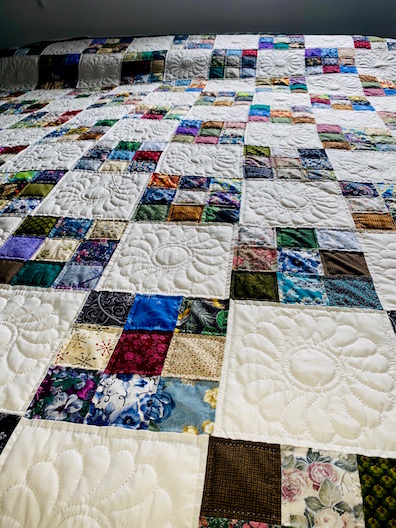 Bordered Nine Patch Handmade Quilt