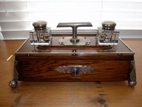 Victorian Era Inkwell Sets Victorian English Ornate Oak Desk Set victorian era inkwell sets | Victorian English Ornate Oak Desk Set with Beveled Glass Inkwells - Victorian Era Inkwell Sets Victorian English Ornate Oak Desk Set