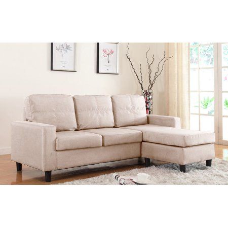 Modern Small Space Configurable Couch In Bonded Leather Linen Microfiber Upholstery Beige Com Sectional Sofa Fabric Sofas Sectional Sofa Fabric Sofas, Modern Microfiber Sectional Sofa Small Space Configurable Grey