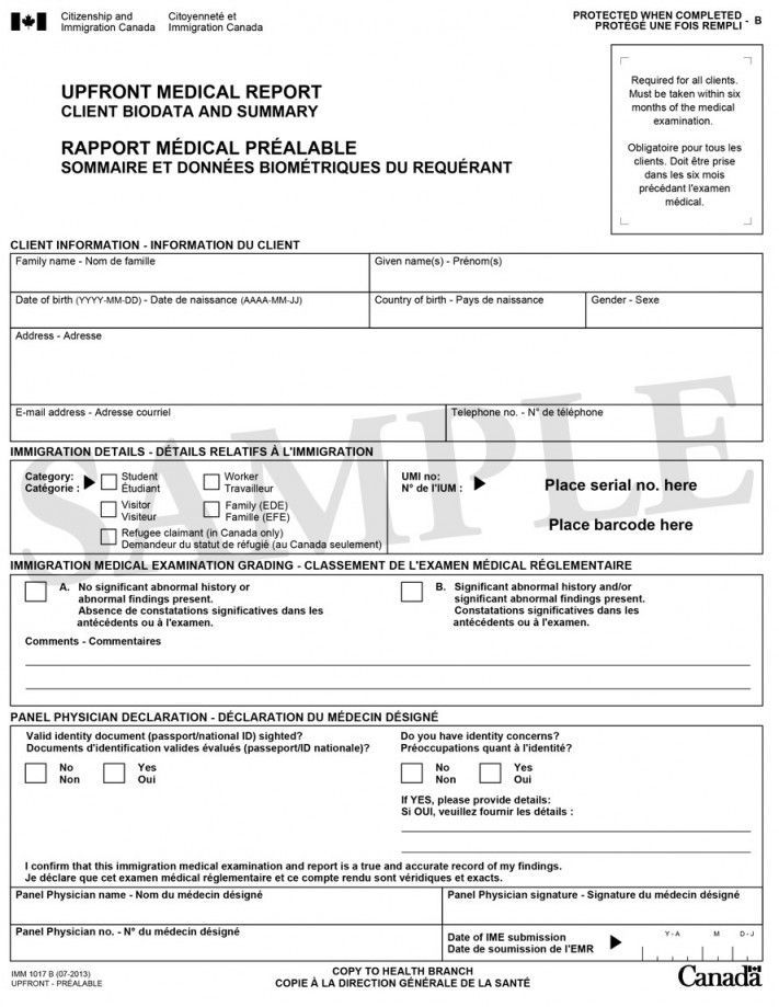 Imm 1017b Up Front Medical Report Form Inside Medical Report Form Incident Report Form Medical Report Template