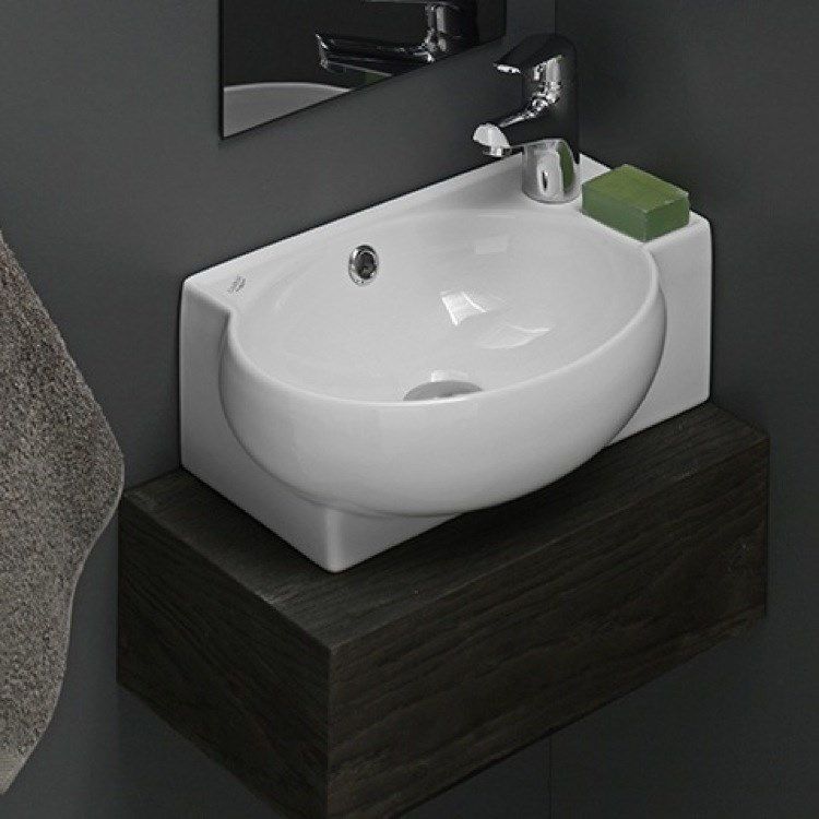 17 5x11 Cerastyle By Nameeks 001300 U Mini 17 1 2 L 1 Hole Ceramic Bathroom Sink In Whit Ceramic Bathroom Sink Corner Sink Bathroom Wall Mounted Bathroom Sinks