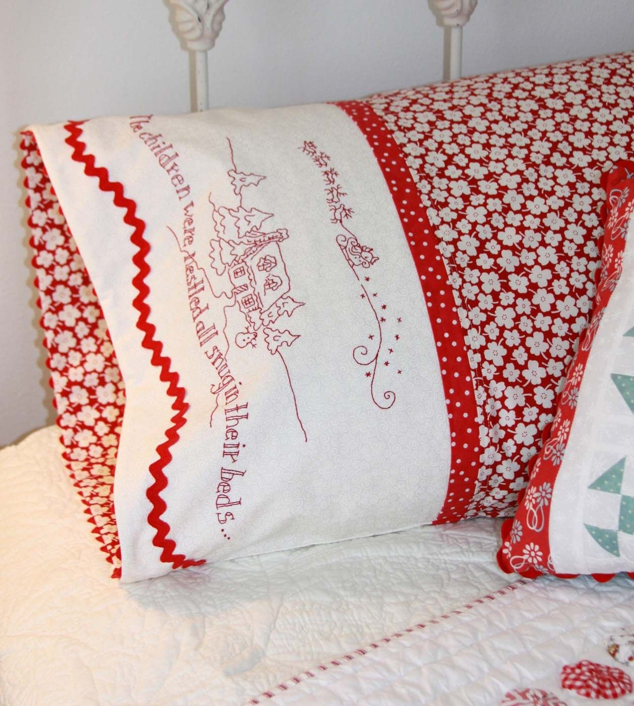 embroidered christmas pillowcase embroidered christmas pillowcase