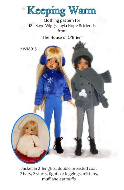 Layla and friends KW18015 Keeping Warm pattern for Kaye Wiggs MSD girls Hope