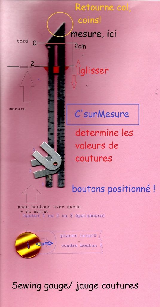 point Turner & Bouton Jauge De Couture Tricot Ourlets Ourlet Coudre Gauge point Turner & Bouton Jauge De Couture Tricot Ourlets Ourlet Coudre Gauge