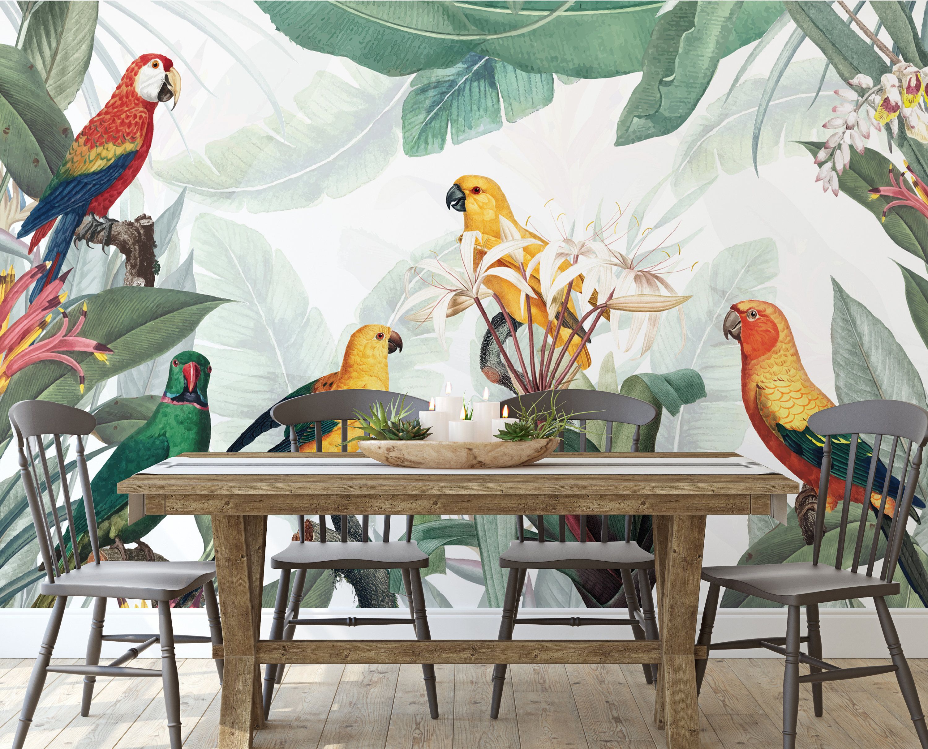 Tropical Wallpaper Self Adhesive Peel And Stick Banana Leaf Etsy Tropical Wallpaper Tropical Decor Mural Wallpaper