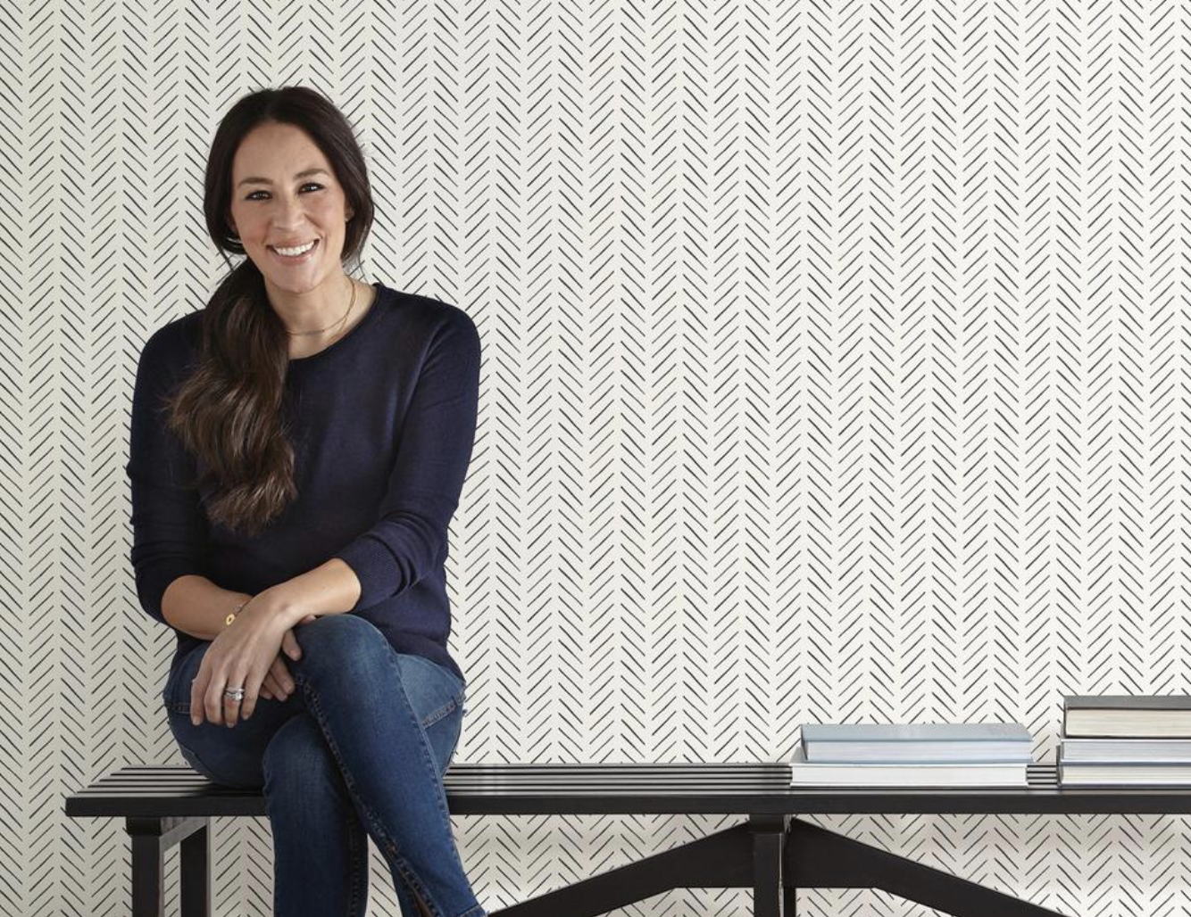 Magnolia Home PickUp Sticks Wallpaper Navy, White in