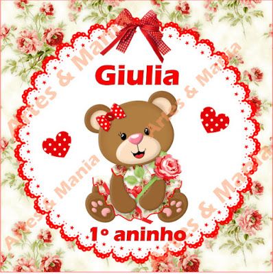 Artes & Mania: Arte Digital Quadrada - Ursinha Vermelha nº 02 Novelty Christmas, Christmas Ornaments, Holiday Decor, Red Teddy Bear, 5 Years, Royals, Tote Bags, Frames, Xmas