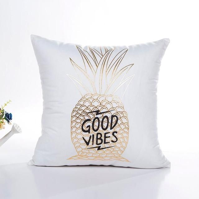 Letters Square throw Pillow Covers Soft Pillow Cover Gold Foil Printing