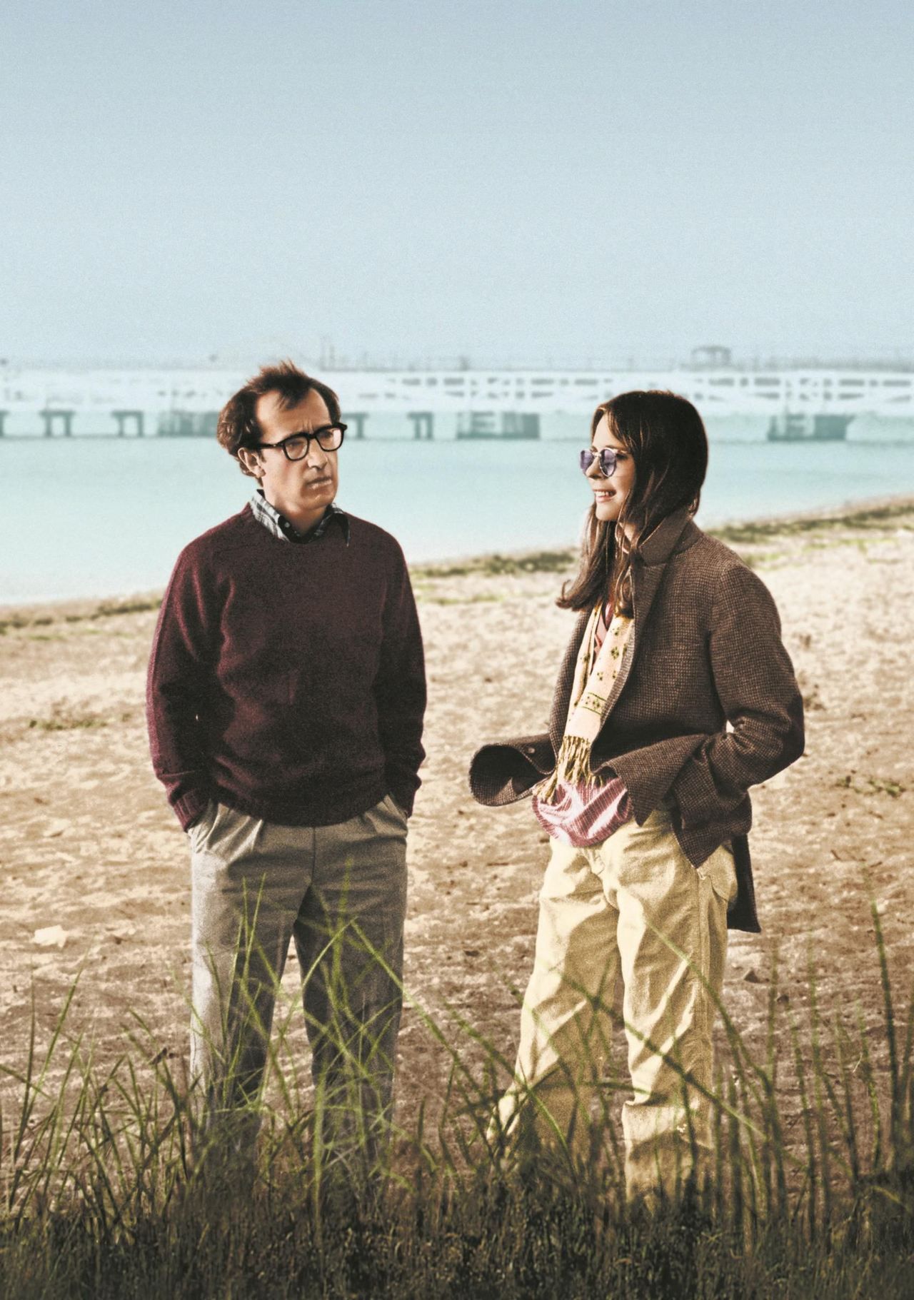 Woody Allen and Diane Keaton on the set of Annie Hall directed by Woody