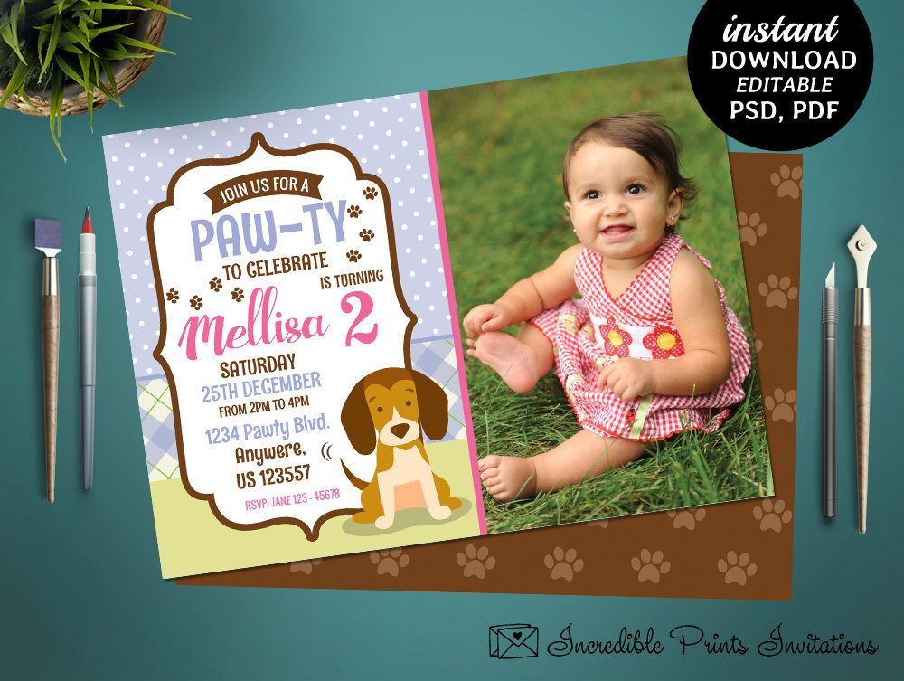 printable puppy 2nd birthday invitation template dog birthday
