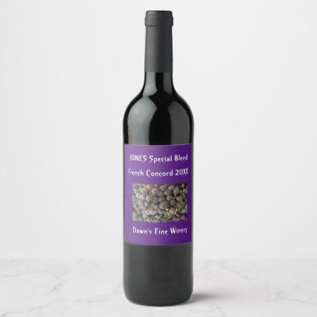 Editable Concord Grapes on Purple | Photo | Wine Label | Zazzle.com | Photo wine label, Homemade ...