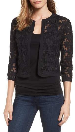 Anne Klein Floral Embroidered Mesh Cardigan | Blouse designs Anne Klein Floral Embroidered Mesh Cardigan | Blouse designs