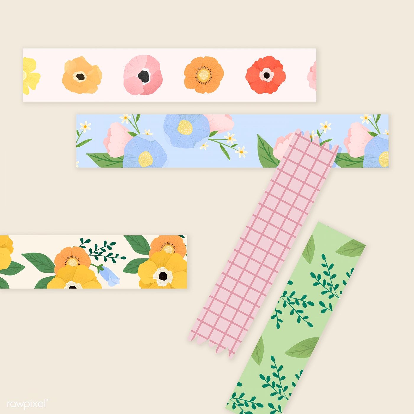 Stationery Cards Wrapping 7m Pretty Yellow Poppy Floral Paper 15mm Washi Tape