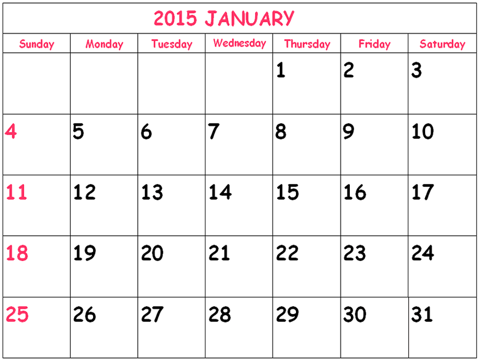 printable january 2015 calendar free printable calendar monthly calendars 2015