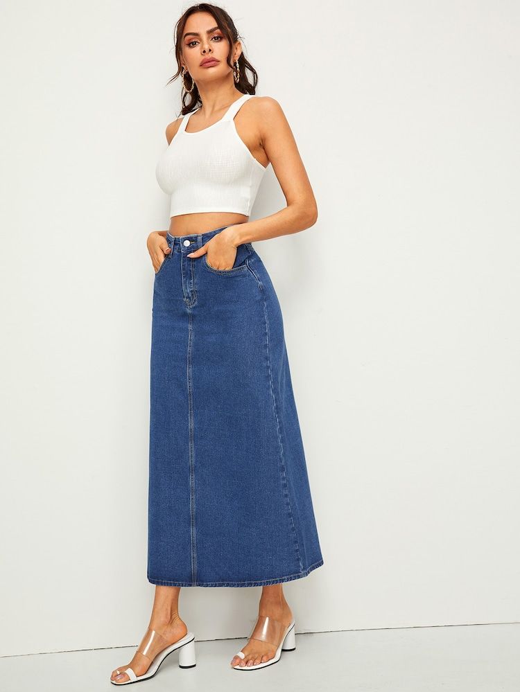 Jean store skirt shein