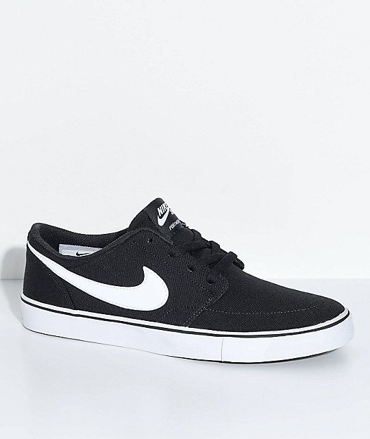 Nike SB Portmore II Black & White Canvas Skate Shoes | Skate Nike SB Portmore II Black & White Canvas Skate Shoes | Skate