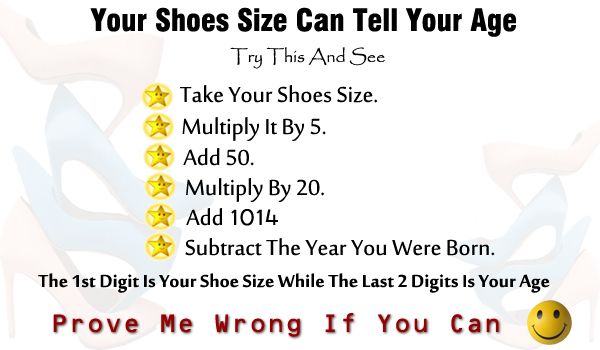 your shoe size can tell your age learn how shoes shoe size age math trick