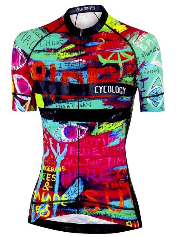 Cycology + verf + papier + The Beatles = dit graffiti kunstwerk in de vorm van een fenomenaal fietsshirt. Geïnspireerd door The Beatles en hun liedjes uit de sixties. Luister ze terug en besef dat ze al die tijd zongen over... fietsen! The long and winding road, The fool on the hill, It's getting better all the time, 2 of Us, It's a clean machine (Penny Lane)... O ja, we zouden allemaal wel 8 dagen per week willen fietsen! Womens Cycling Kit, Women Cycling Jersey, Womens Cycling Clothes, Cycling Women, Womens Jersey, Cycling Tops, Cycling Jerseys, Women's Cycling, Cycling Pictures
