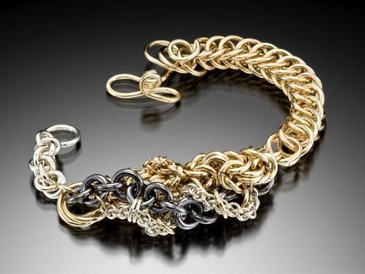 Taghdach A Free Form Chainmaille Bracelet In Silver And Gold By Taghdach A Free Form Chainmaille Bracelet In Silver And Gold By Diana Ferguson X